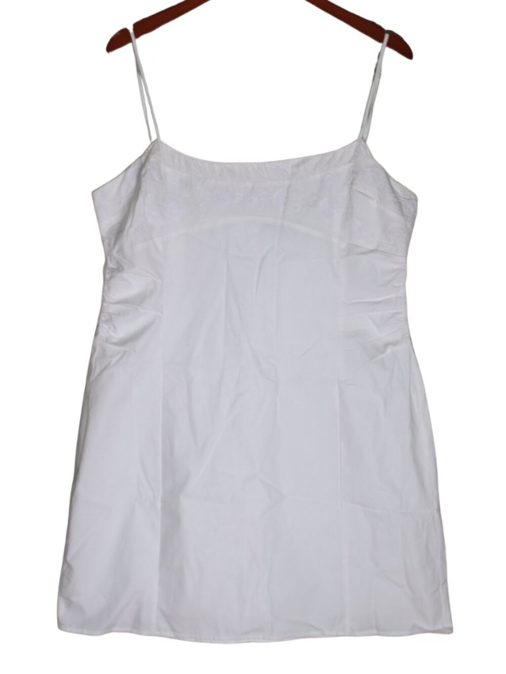 NEW Zara White Poplin Mini Slip Dress Spaghetti Strap Babydoll A Line Cotton XXL
